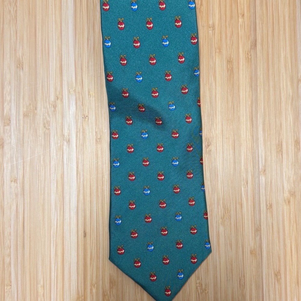 Brooks Brothers Mens Tie Green Christmas Ornament‎ Silk Holiday Preppy